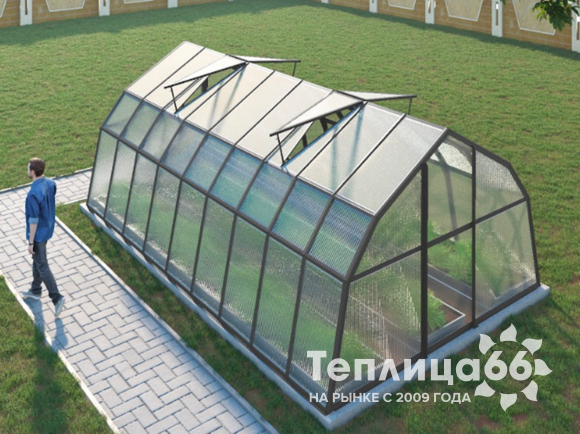 Теплица Рада Таймыр из поликарбоната, 3,5x6 метров, графитовая